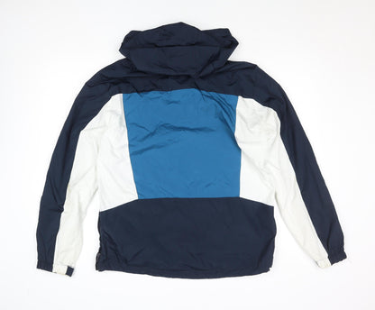 Primark Men Blue Colourblock Hooded Anorak Jacket Size M