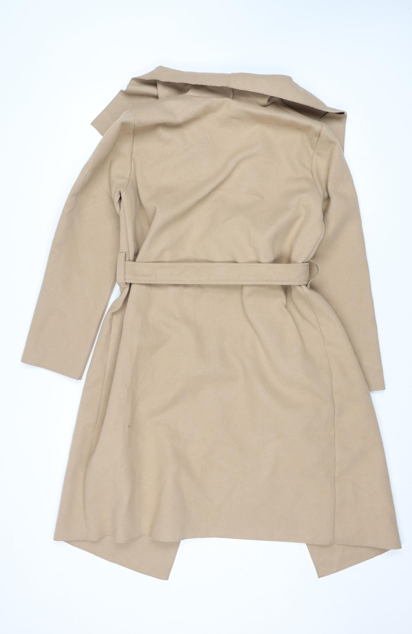 Boohoo Women’s Beige Long Belted Trench Coat Size 8