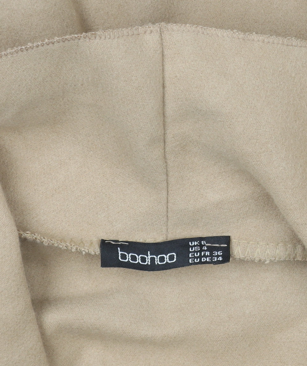 Boohoo Women’s Beige Long Belted Trench Coat Size 8