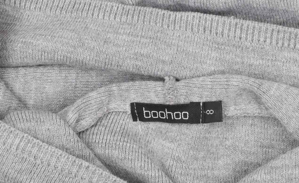 Boohoo Women Grey Knit Hoodie Size 8 Pullover Casual Jumper