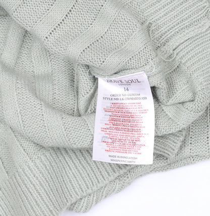 Womens UK Size 14 Brave Soul Green Pullover Jumper