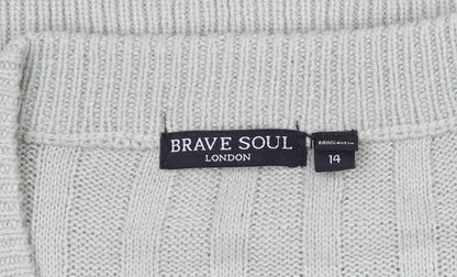 Womens UK Size 14 Brave Soul Green Pullover Jumper