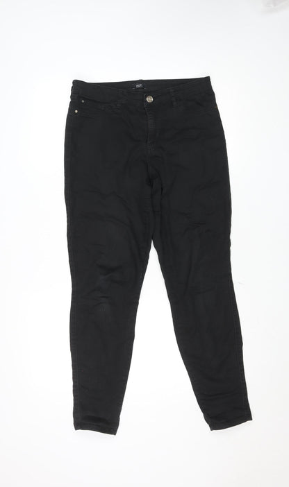 Womens UK Size 12 F&F Slim Fit Jegging Black Trousers