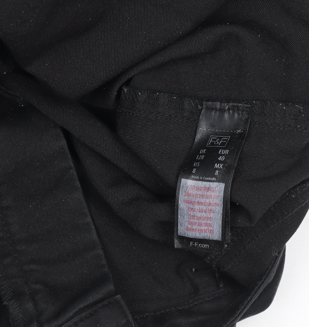 Womens UK Size 12 F&F Slim Fit Jegging Black Trousers