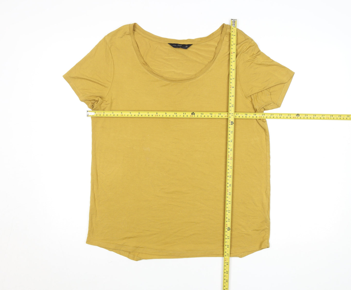 F&F Women's Yellow Short Sleeve Jersey T-Shirt Size 12