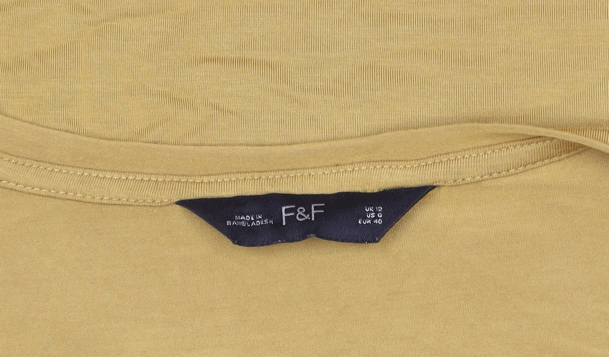 F&F Women's Yellow Short Sleeve Jersey T-Shirt Size 12