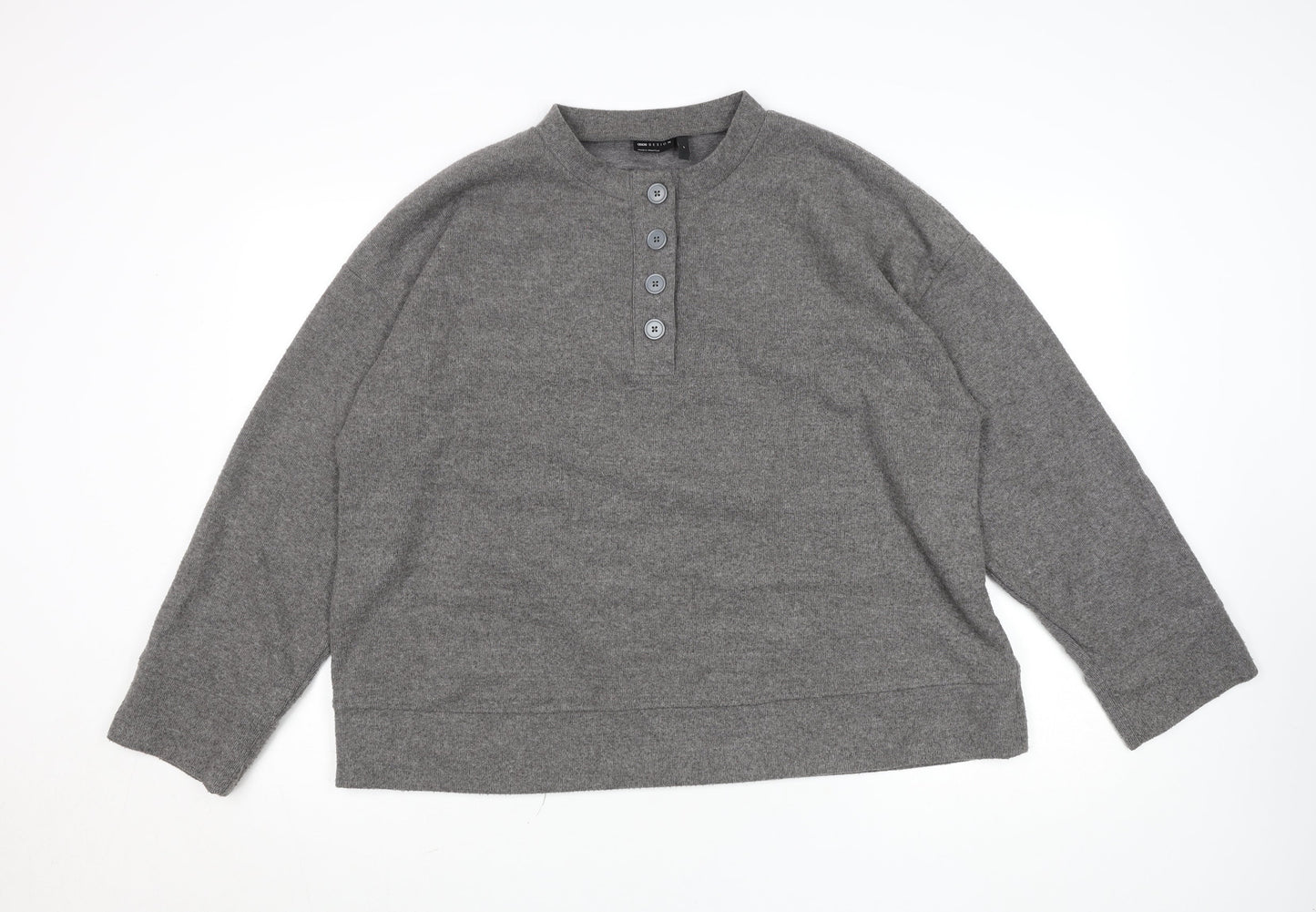 Mens UK Size M ASOS DESIGN Grey Henley Sweatshirt