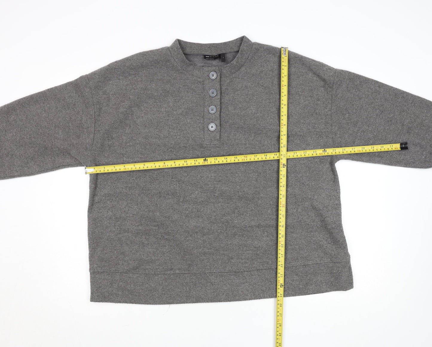 Mens UK Size M ASOS DESIGN Grey Henley Sweatshirt