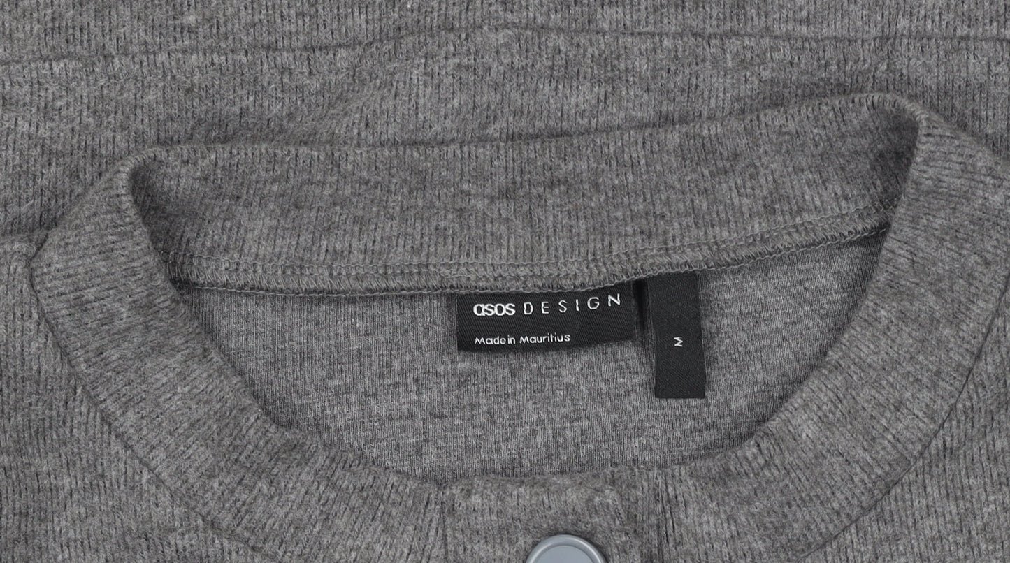 Mens UK Size M ASOS DESIGN Grey Henley Sweatshirt