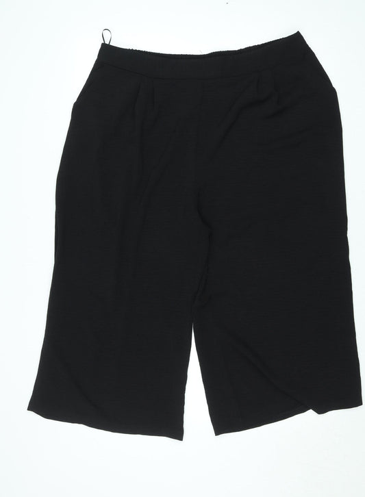 New Look Curves Women's Black Size 18 Cropped Wide-Leg Trousers