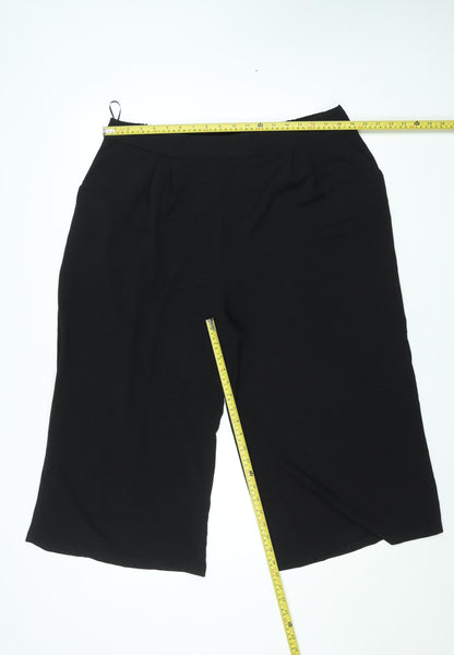 New Look Curves Women's Black Size 18 Cropped Wide-Leg Trousers