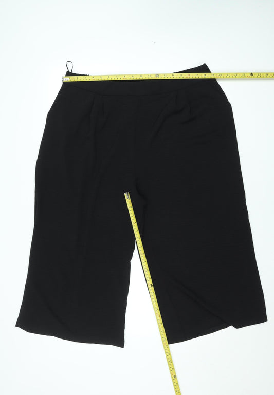 New Look Curves Women's Black Size 18 Cropped Wide-Leg Trousers