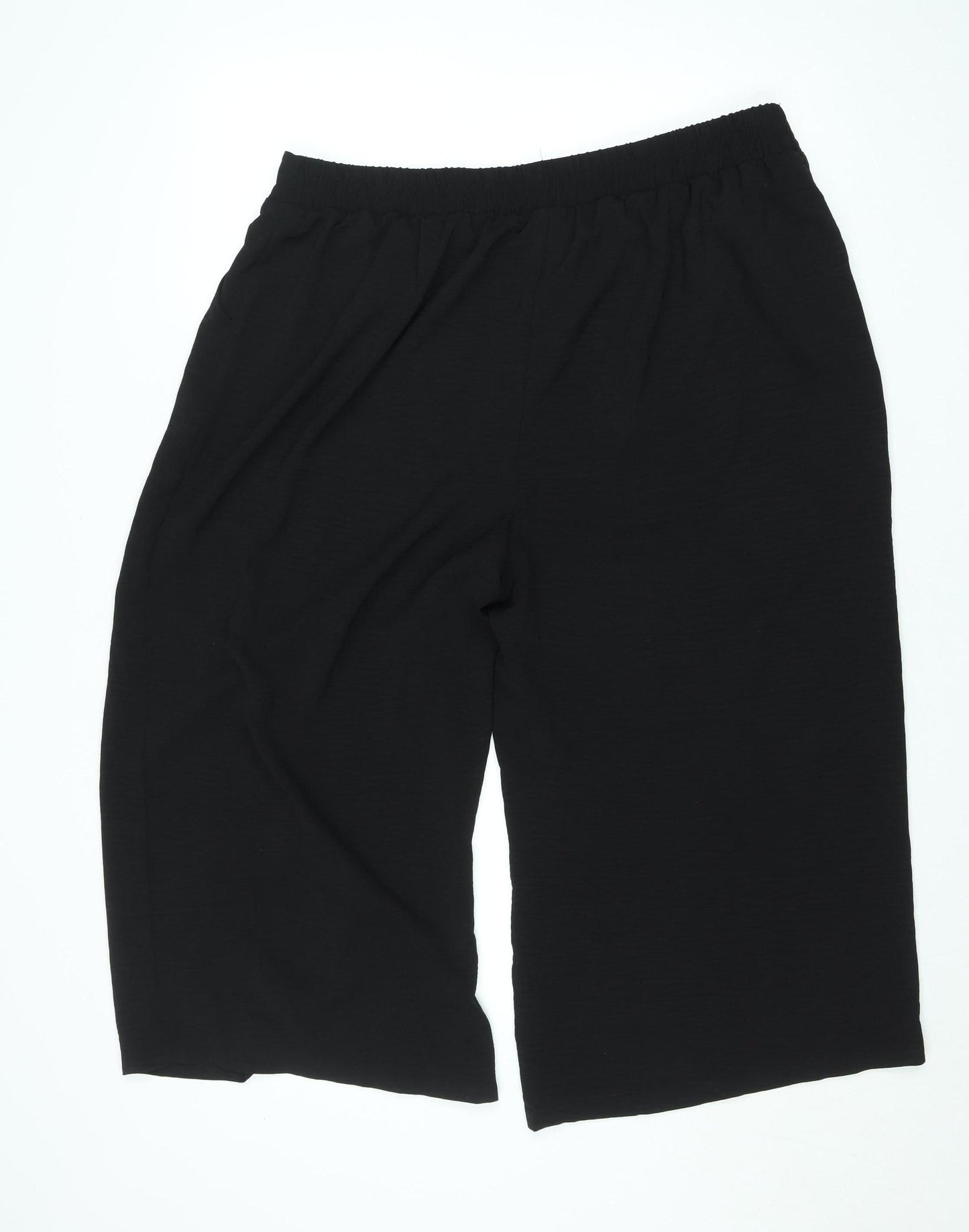 New Look Curves Women's Black Size 18 Cropped Wide-Leg Trousers