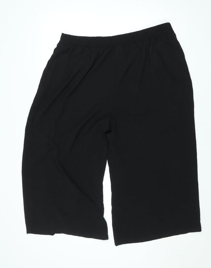 New Look Curves Women's Black Size 18 Cropped Wide-Leg Trousers