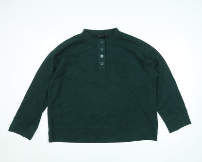 ASOS DESIGN Men's Green Henley Jumper M Long Sleeve Cotton Blend