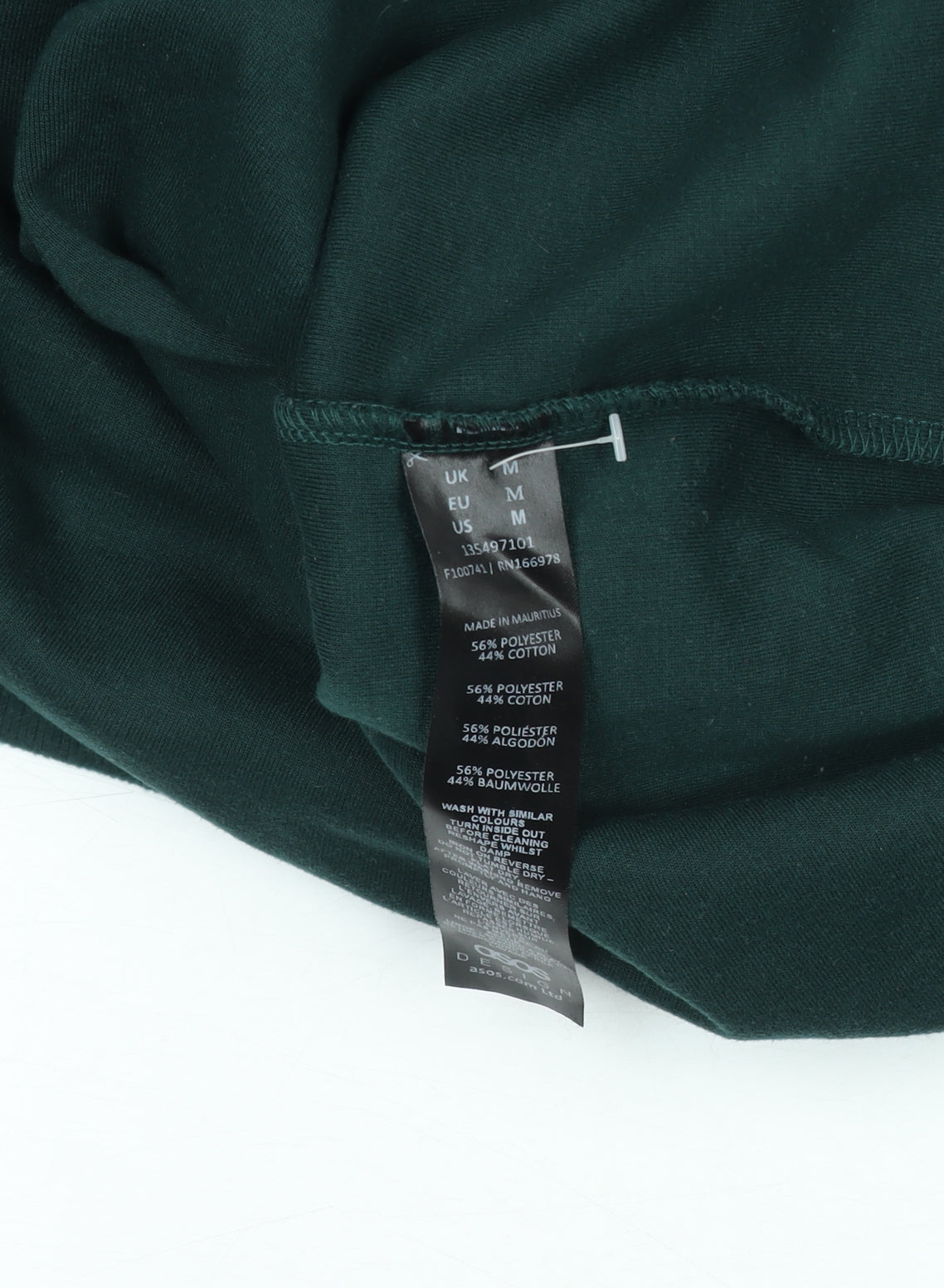 ASOS DESIGN Men's Green Henley Jumper M Long Sleeve Cotton Blend