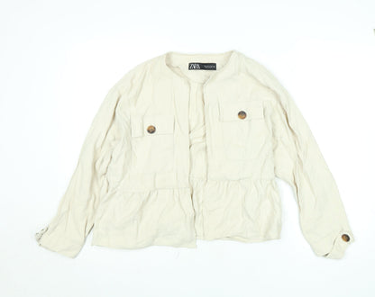 Womens UK Size S Zara Beige Basic Jacket