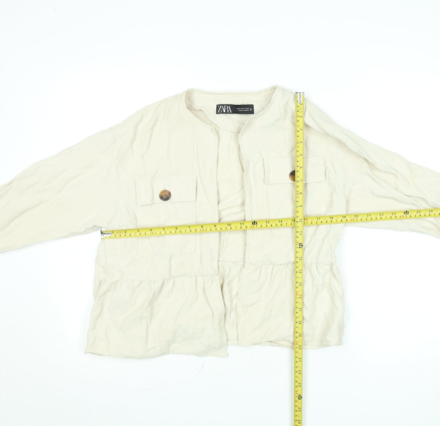 Womens UK Size S Zara Beige Basic Jacket