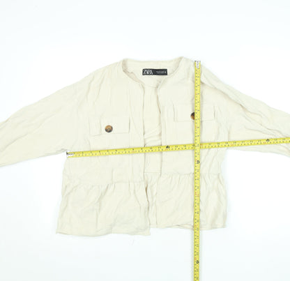 Womens UK Size S Zara Beige Basic Jacket