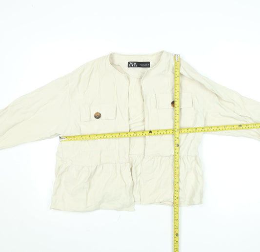 Womens UK Size S Zara Beige Basic Jacket