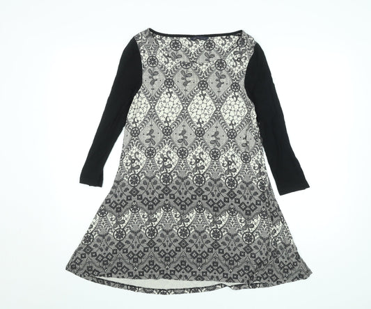 Marks and Spencer Women Black Mix Size 12 A-Line Long Sleeve Dress