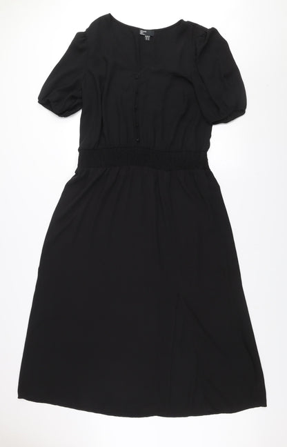 Friends Like These Women Black Size 18 A-Line V-Neck Short Sleeve Dress