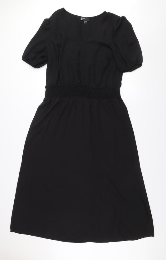 Friends Like These Women Black Size 18 A-Line V-Neck Short Sleeve Dress