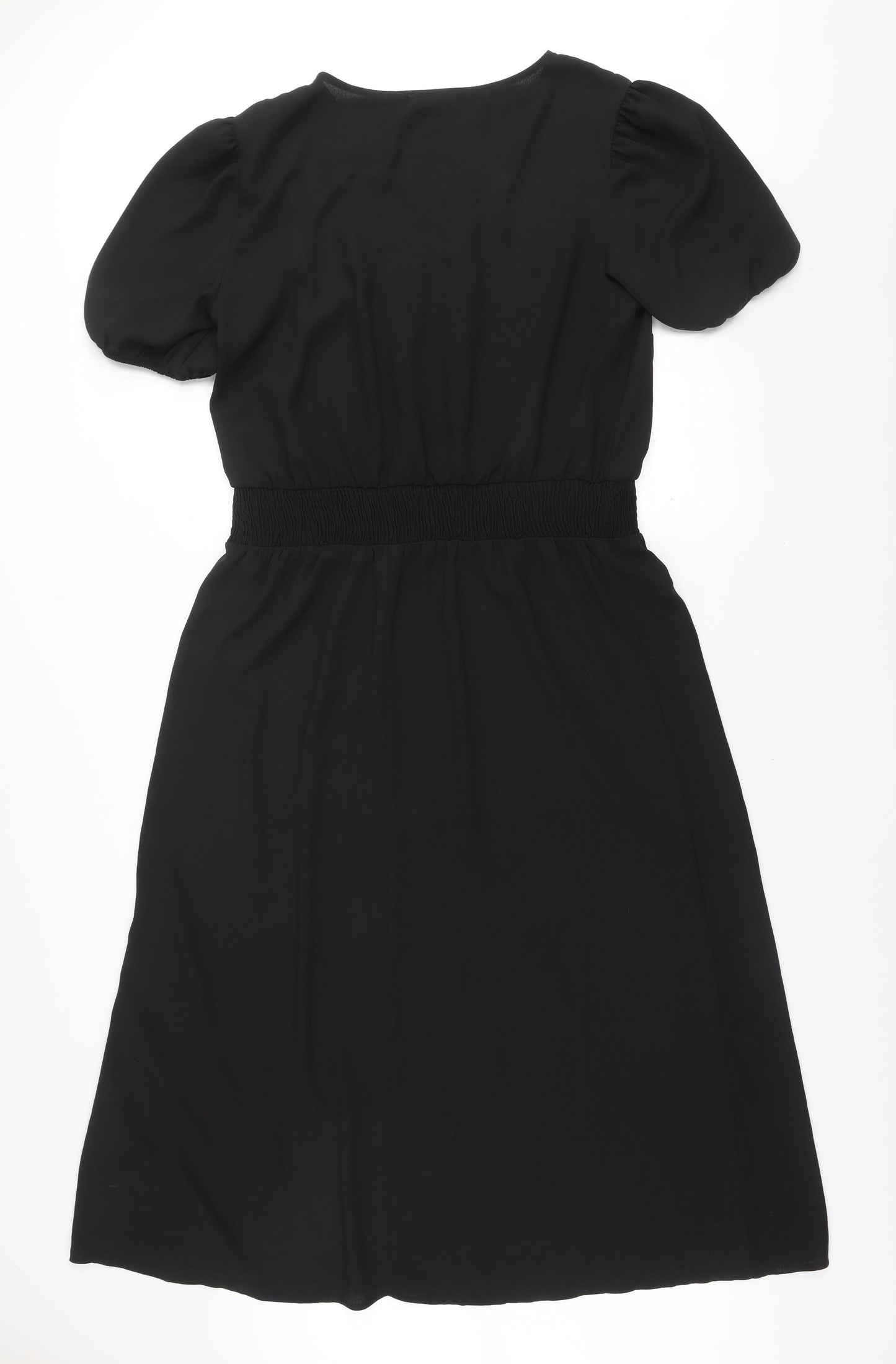 Friends Like These Women Black Size 18 A-Line V-Neck Short Sleeve Dress