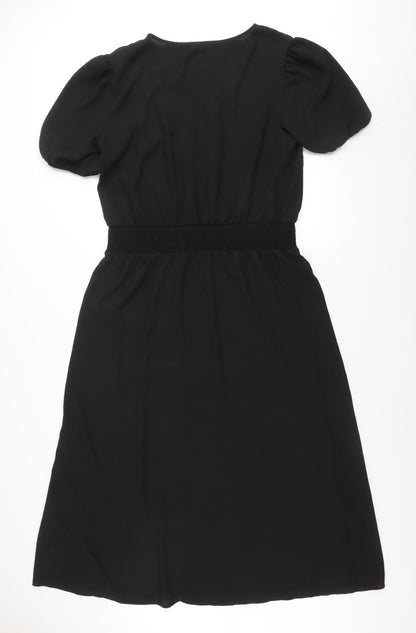 Friends Like These Women Black Size 18 A-Line V-Neck Short Sleeve Dress