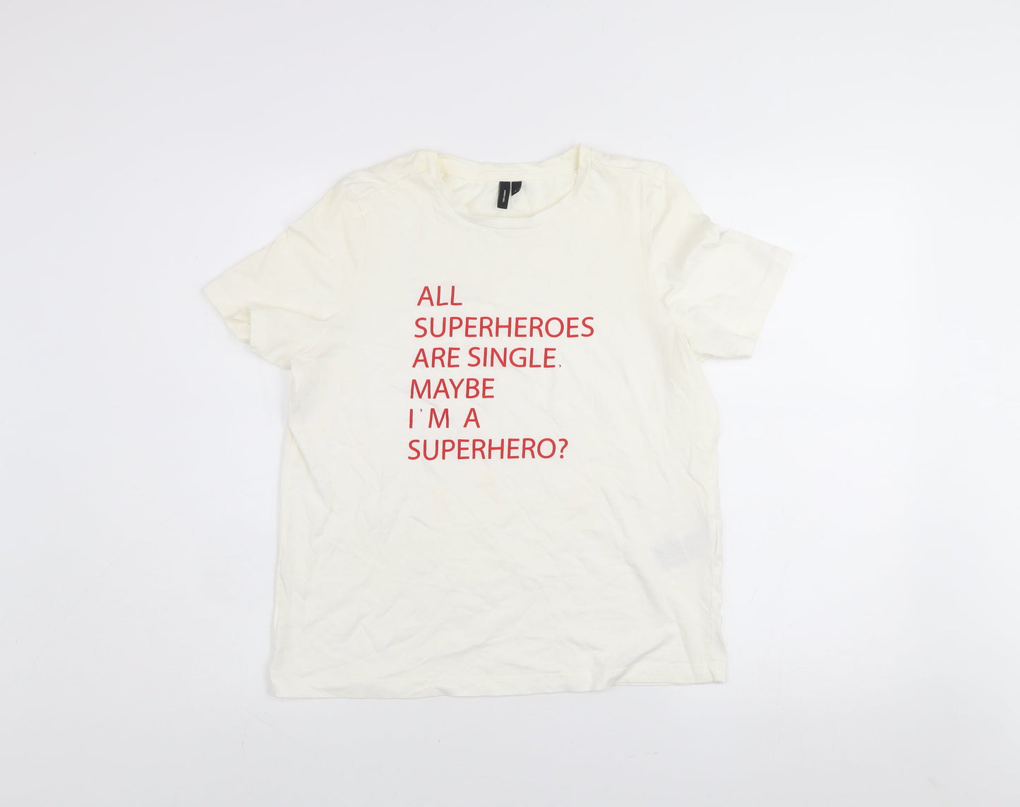 Womens UK Size S VERO MODA White Basic T-Shirt