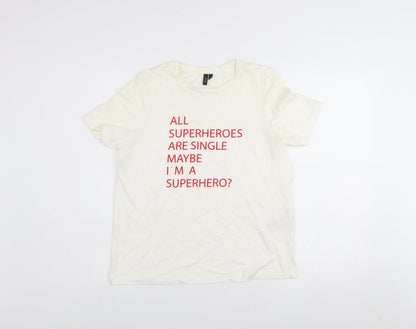 Womens UK Size S VERO MODA White Basic T-Shirt
