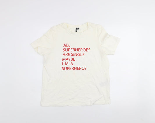 Womens UK Size S VERO MODA White Basic T-Shirt
