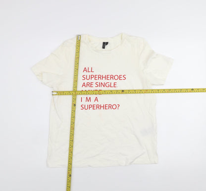 Womens UK Size S VERO MODA White Basic T-Shirt
