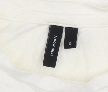 Womens UK Size S VERO MODA White Basic T-Shirt