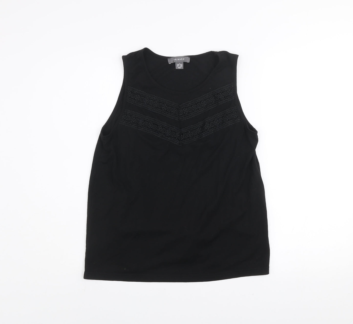 Primark Women’s Black Sleeveless Tank Top S Scoop Neck Lightweight