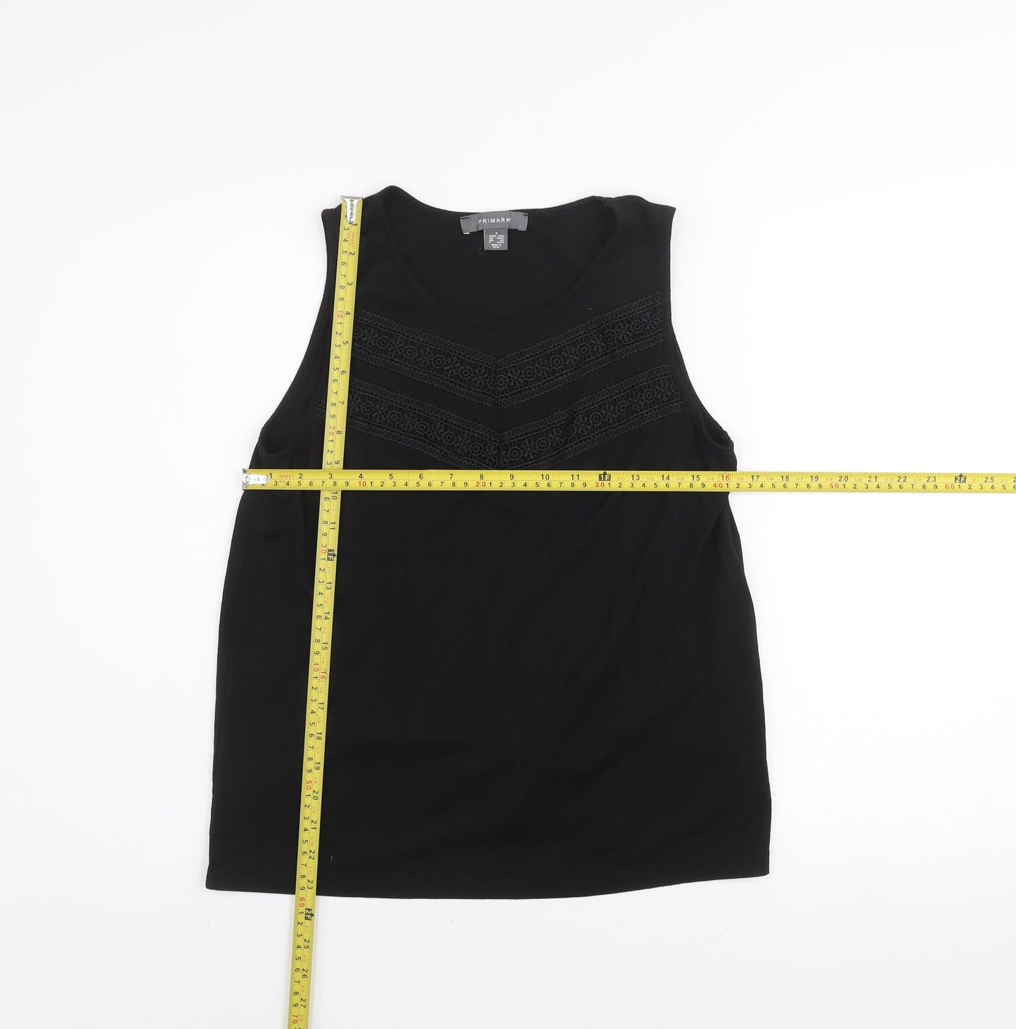 Primark Women’s Black Sleeveless Tank Top S Scoop Neck Lightweight