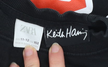 Zara Boys Black Keith Haring Graphic Pullover Sweatshirt 11-12 Years