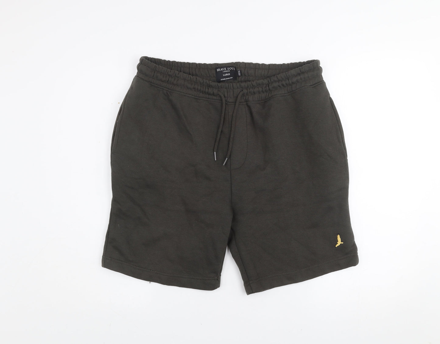 Brave Soul Men’s Green Sweat Shorts Size L Regular Fit Activewear