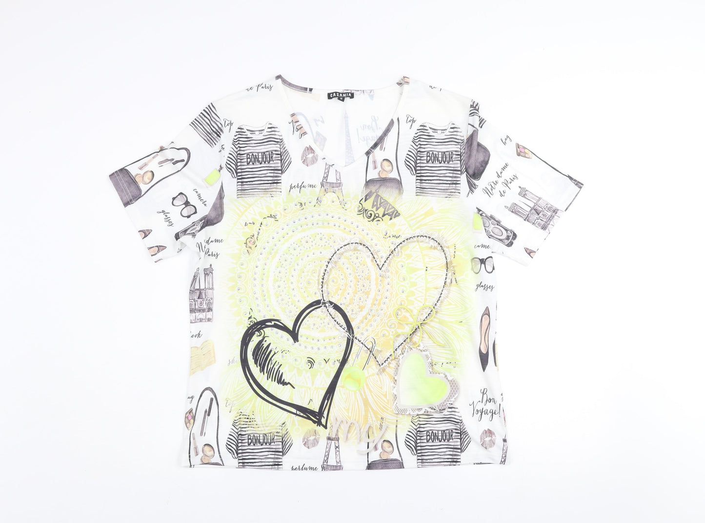 Womens UK Size M Casamia Multicoloured Basic T-Shirt