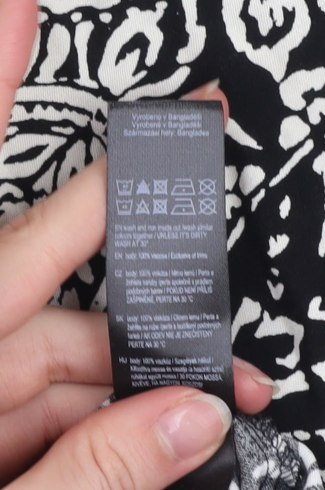 F&F Women’s Black Paisley Shift Dress Size 16 Viscose Long Sleeve