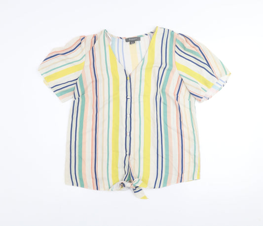 Primark Womens Multicoloured Striped V-Neck Blouse Size 10