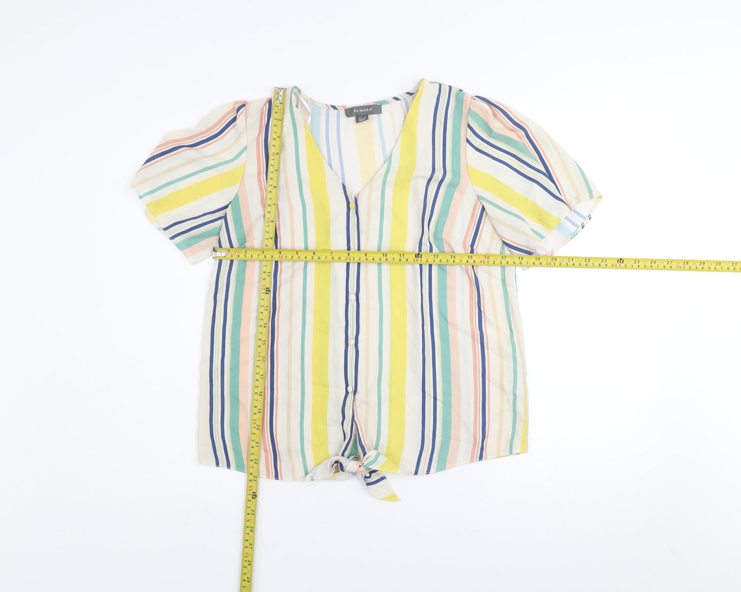 Primark Womens Multicoloured Striped V-Neck Blouse Size 10