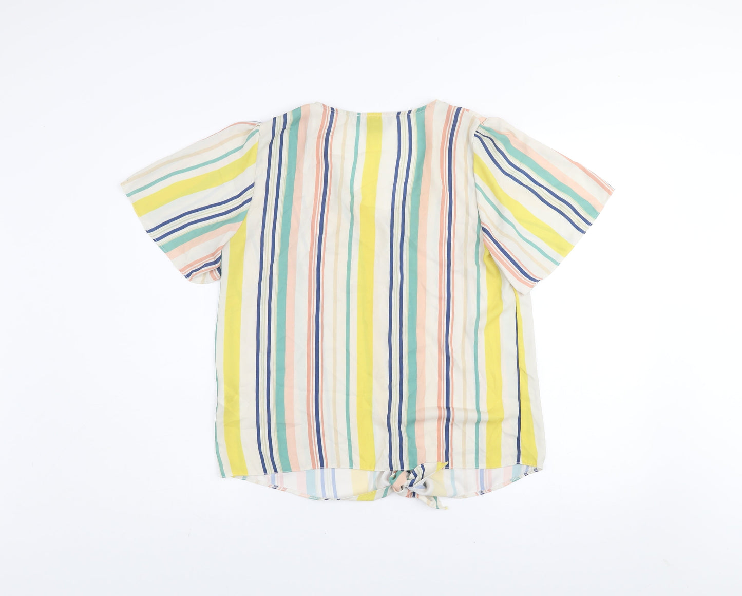 Primark Womens Multicoloured Striped V-Neck Blouse Size 10