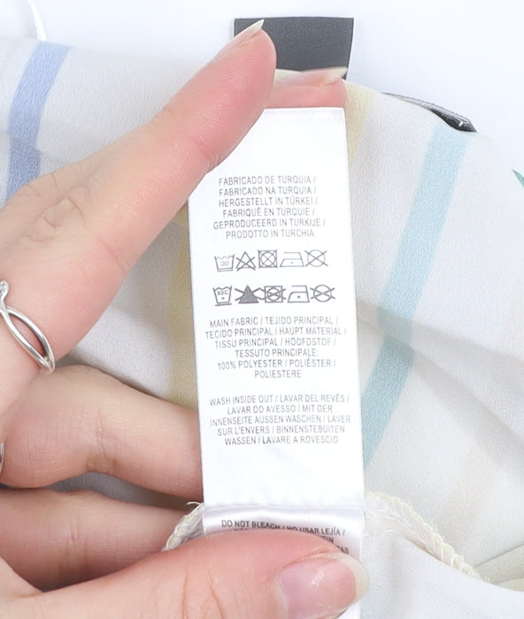 Primark Womens Multicoloured Striped V-Neck Blouse Size 10