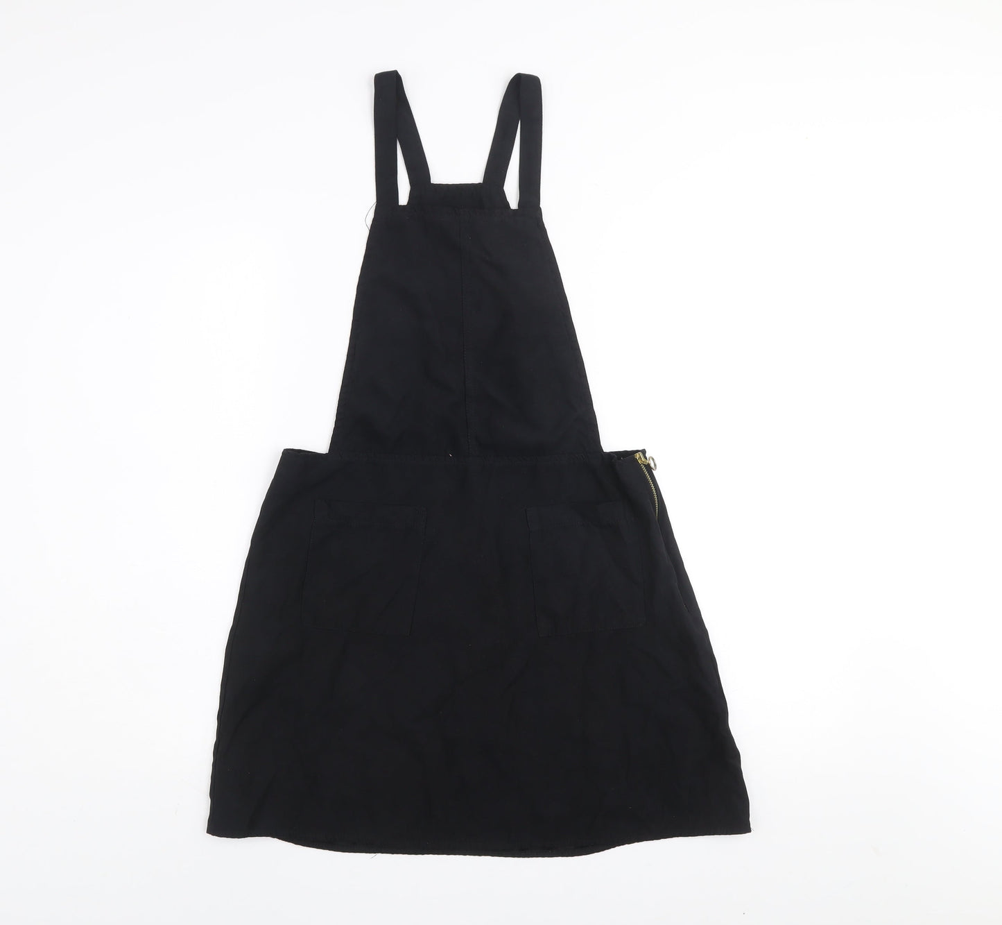 Atmosphere Women Black Dungaree Dress Size 12 Zip Pockets