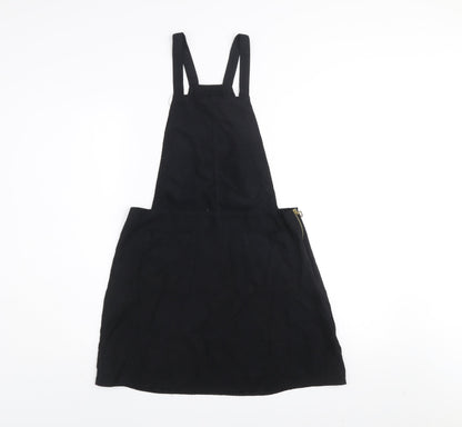 Atmosphere Women Black Dungaree Dress Size 12 Zip Pockets