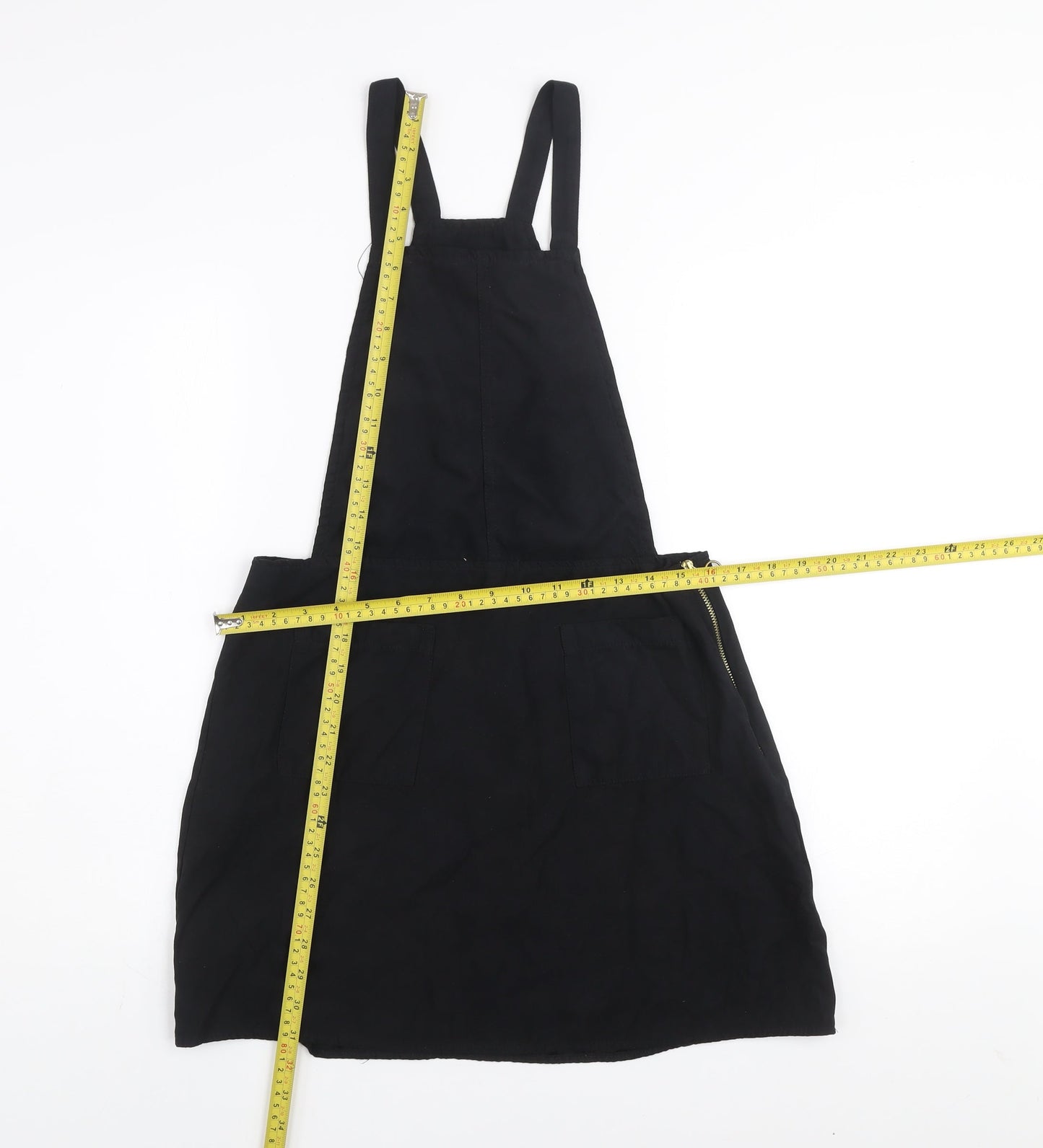 Atmosphere Women Black Dungaree Dress Size 12 Zip Pockets