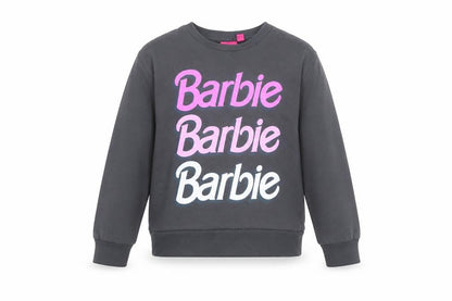 Barbie Girls Black Cotton Blend Pullover Sweatshirt 8-9 Years Graphic Print