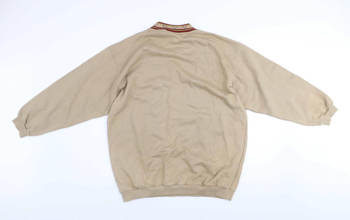 Mens UK Size One Size Pinstripe Beige Pullover Sweatshirt