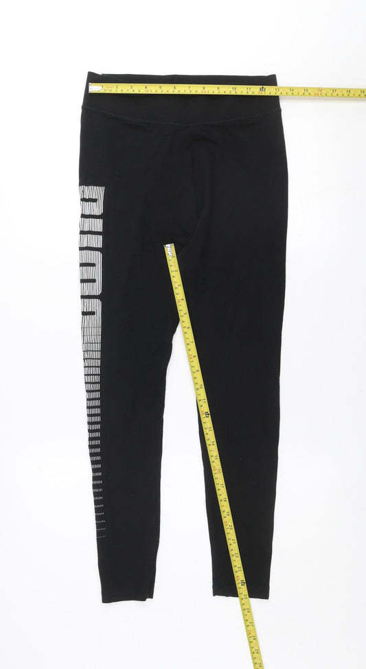 Puma Women's Black Cotton Stretch Activewear Leggings Size 14